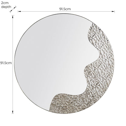 Pagazzi Ripple Silver Round Wall Mirror 91.5 cm