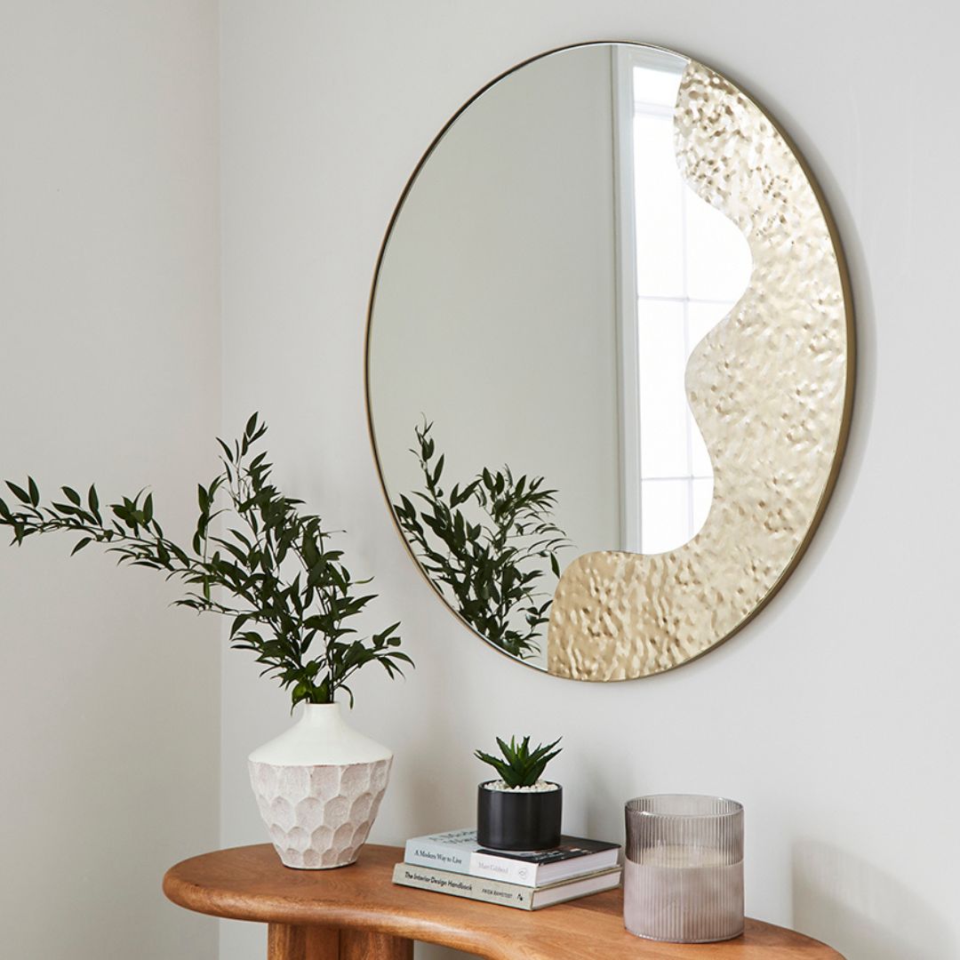 Pagazzi Ripple Antique Brass Round Wall Mirror 91.5 cm
