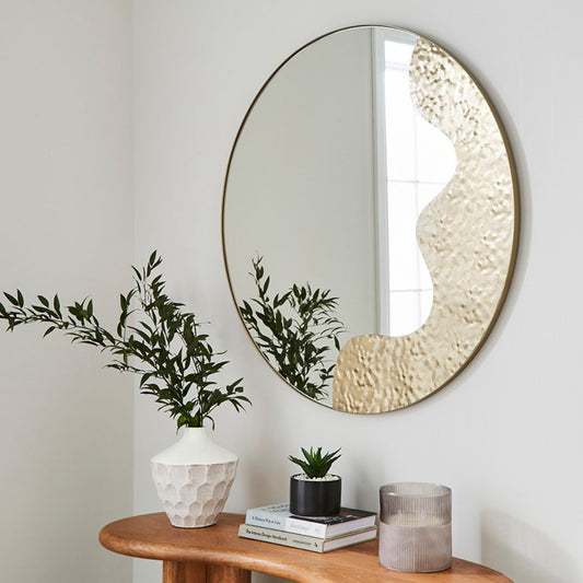 Pagazzi Ripple Antique Brass Round Wall Mirror 91.5 cm