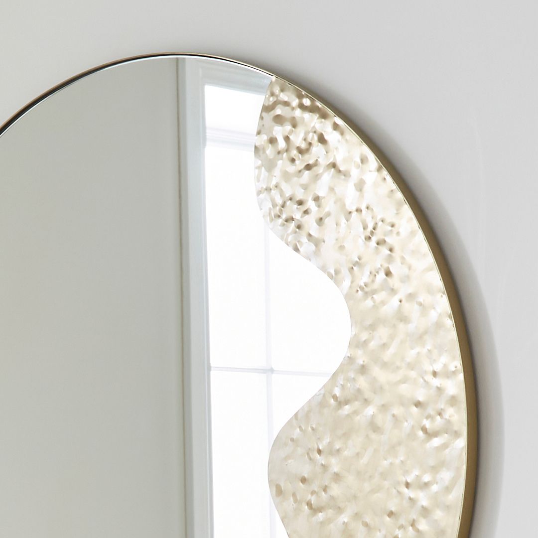 Pagazzi Ripple Antique Brass Round Wall Mirror 91.5 cm