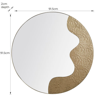 Pagazzi Ripple Antique Brass Round Wall Mirror 91.5 cm