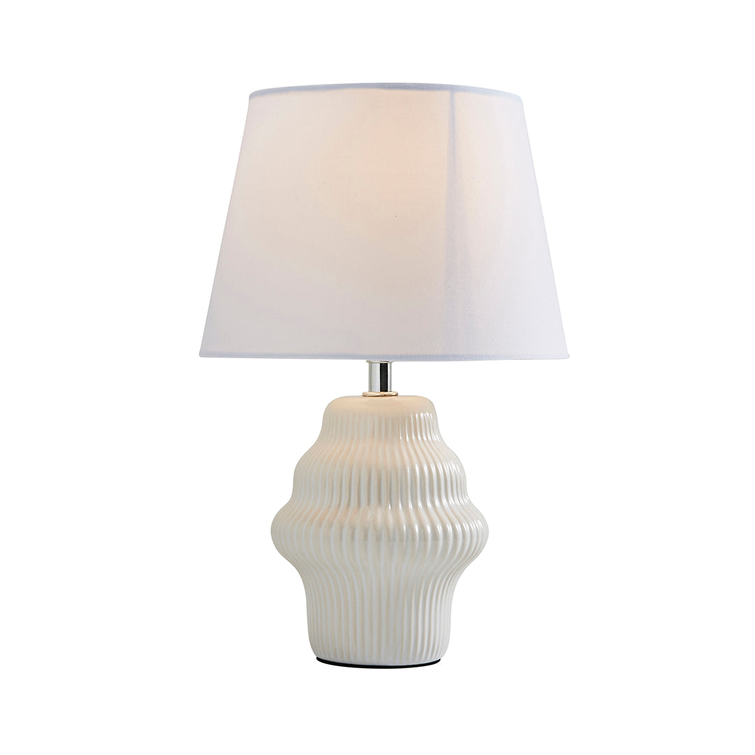 Pagazzi Alanna Ribbed Ceramic Table Lamp Ivory 30 cm