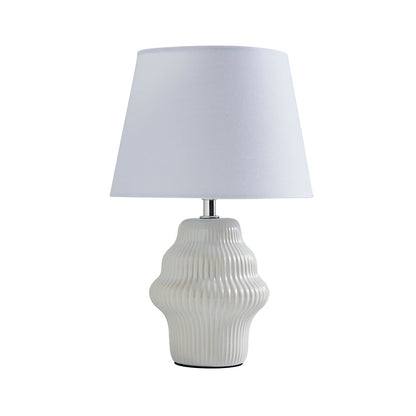 Pagazzi Alanna Ribbed Ceramic Table Lamp Ivory 30 cm