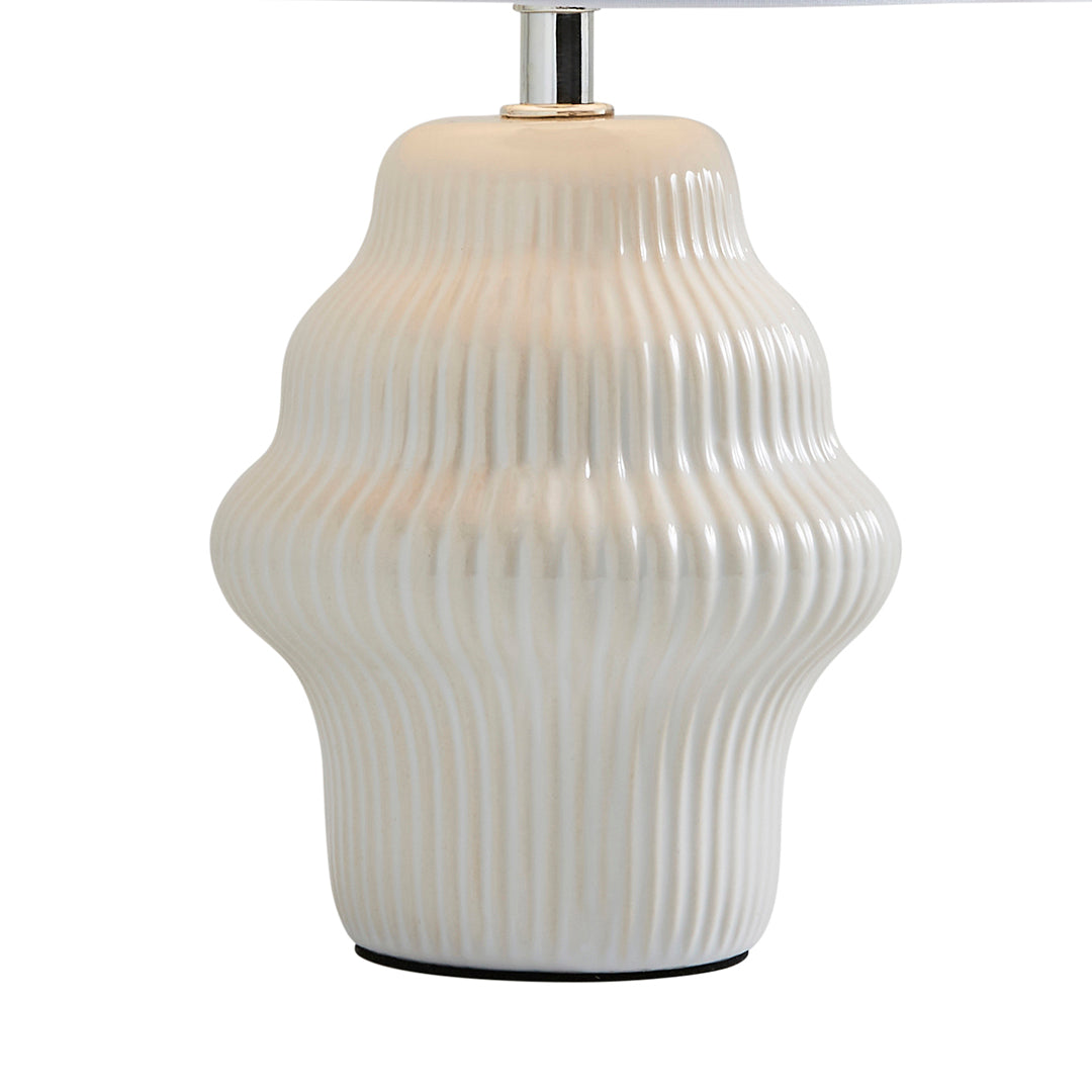 Pagazzi Alanna Ribbed Ceramic Table Lamp Ivory 30 cm