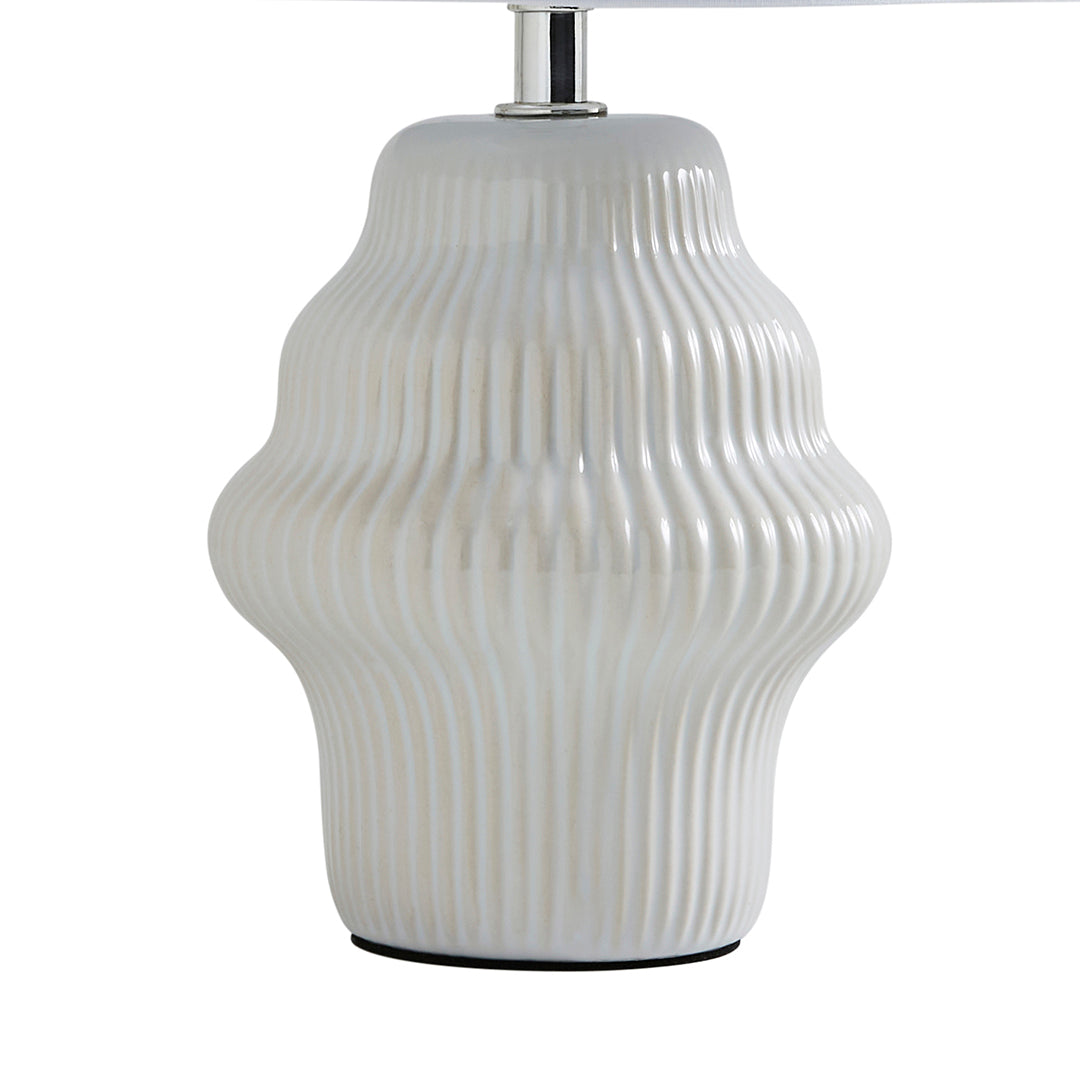 Pagazzi Alanna Ribbed Ceramic Table Lamp Ivory 30 cm