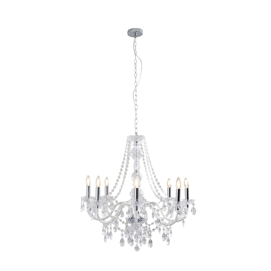Pagazzi Vivienne 8 Light Chandelier Chrome & Clear 74 cm