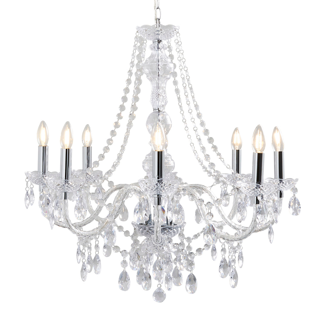 Pagazzi Vivienne 8 Light Chandelier Chrome & Clear 74 cm