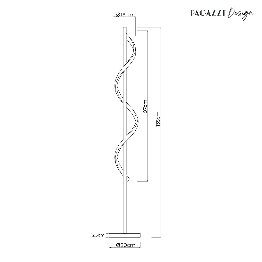 Pagazzi Juno LED Spiral Floor Lamp Putty 135 cm