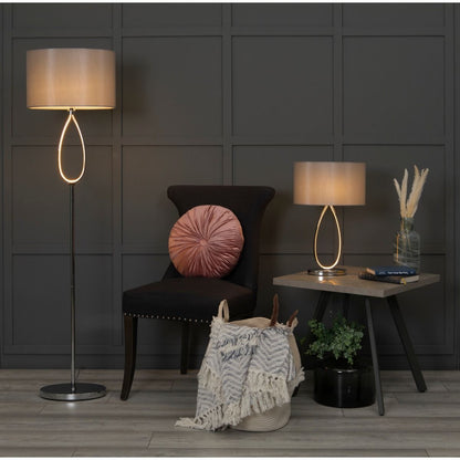 Pagazzi Zabina Teardrop LED Table Lamp Polished Chrome and Grey 53 cm