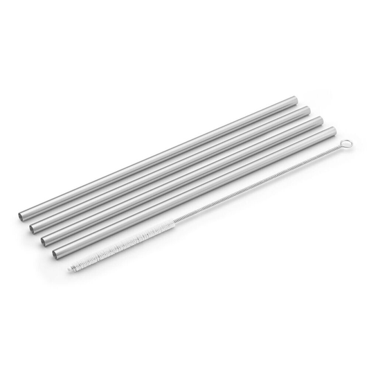Zack Picara Brushed Stainless Steel Drinking Straws, Set/4 With Cleaning Brush 20183